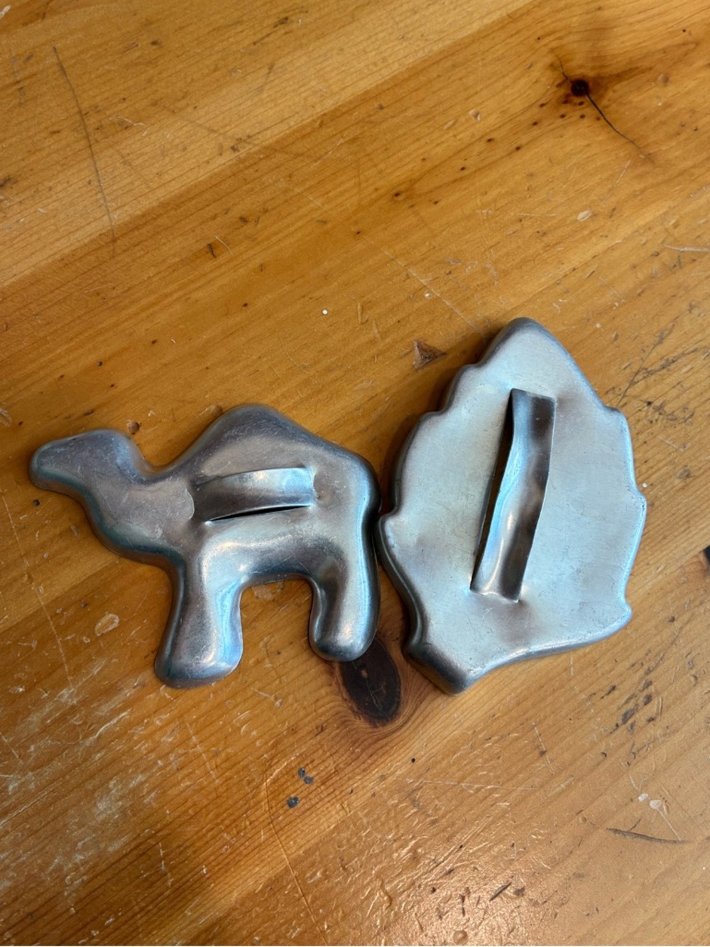 Vintage Aluminum Camel and Leaf Cookie Cutters